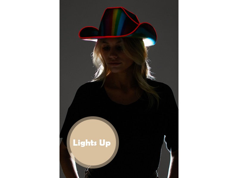 Light Up Neon Rainbow Cowboy Hat | Pride