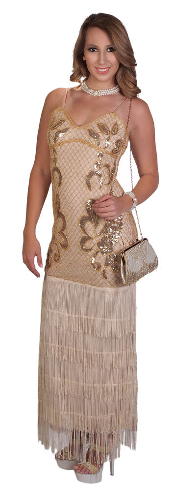 Long Cream Flapper Dress