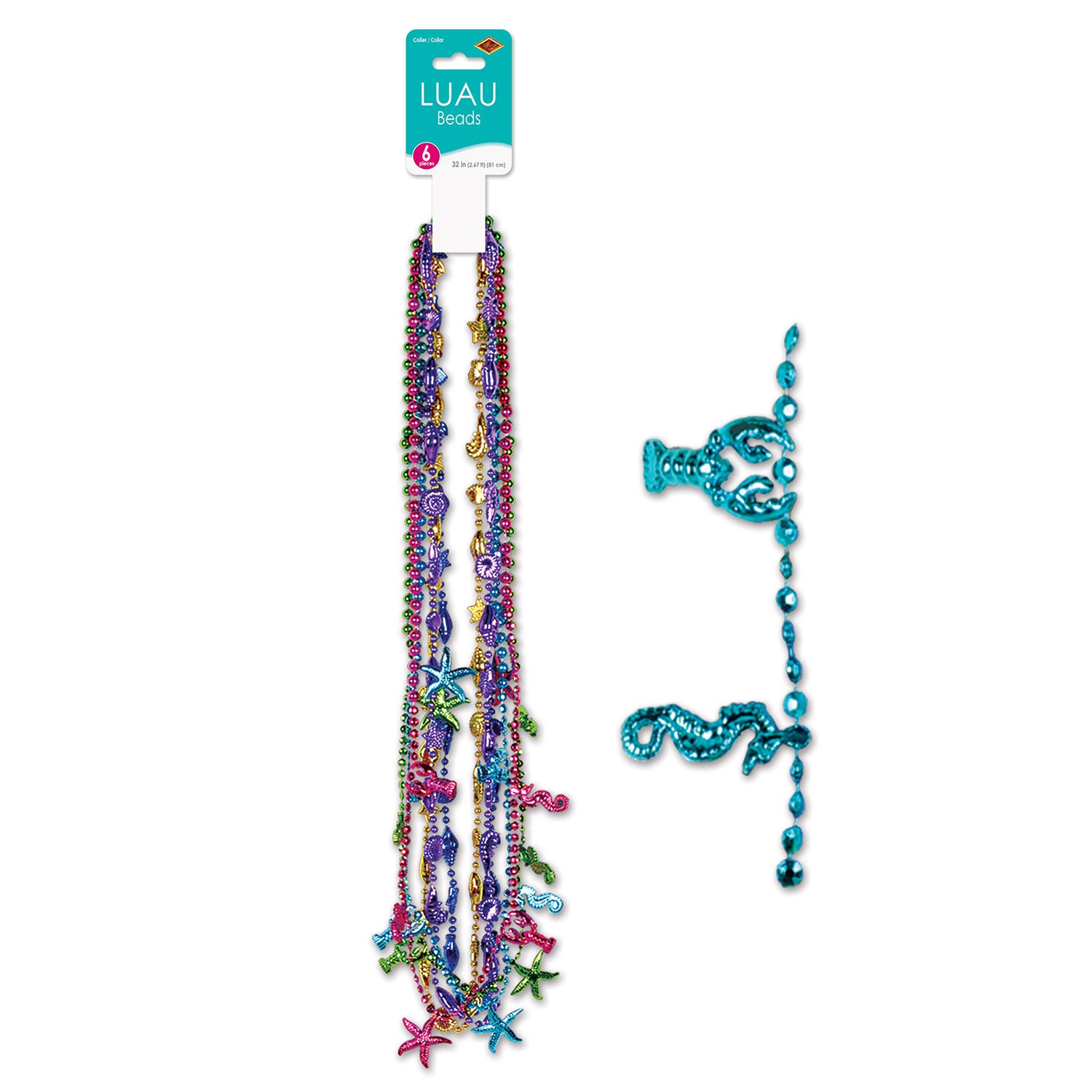 32'' Coloful Luau Beads 6 Pcs