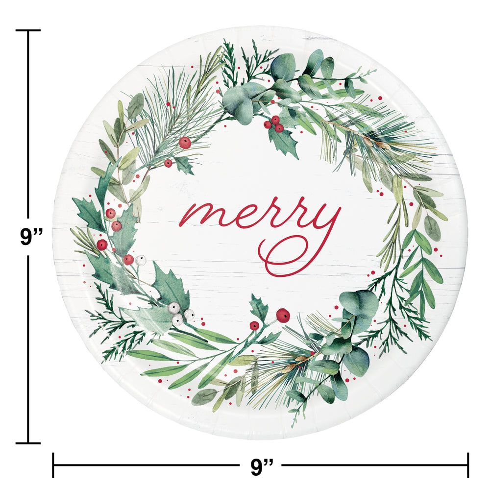 Merry 9in Paper Plates 8ct | Christmas