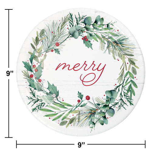 Merry 9in Paper Plates 8ct | Christmas