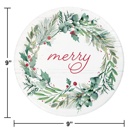 Merry 9in Paper Plates 8ct | Christmas