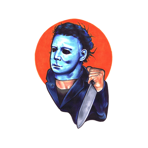 michael with mask jumpsuit and knife