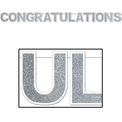 White Opal Congratulations Streamer Banner | Graduation