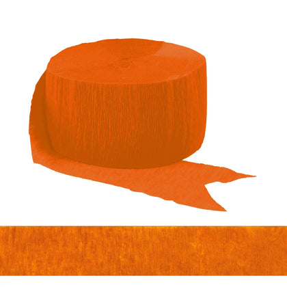 Solid Roll Crepe Streamer 81ft | Orange Peel