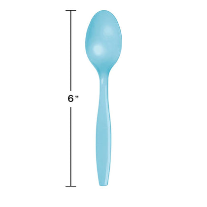 Pastel Blue Plastic Spoon 24ct | Solids