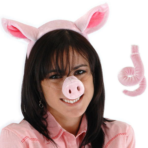 lady wearing pig set
