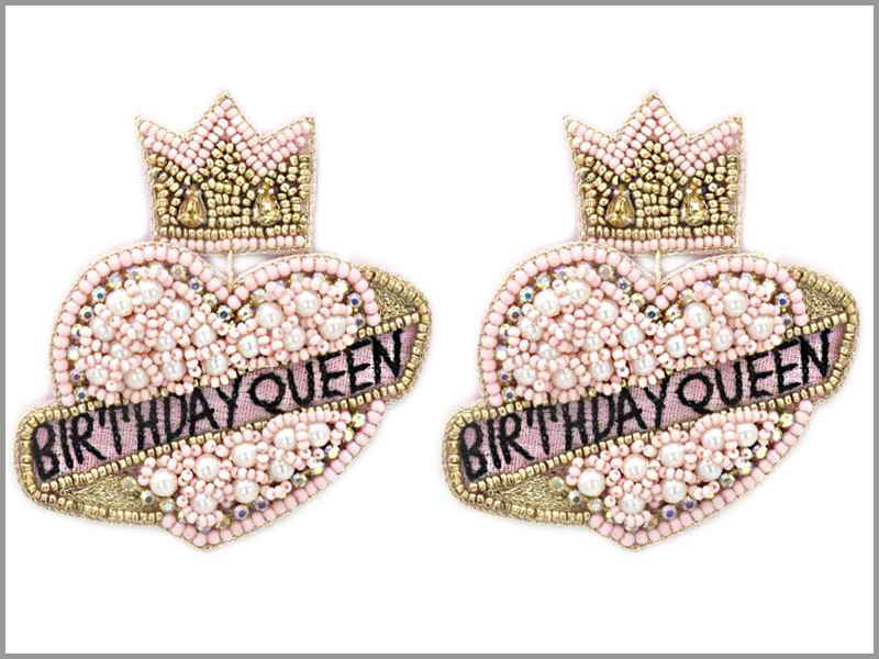 Pink Birthday Queen Earrings