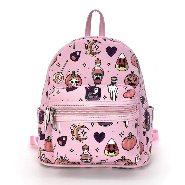 Halloween Collage Mini Backpack In Vinyl Pink | Halloween
