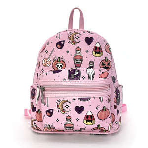 Halloween Collage Mini Backpack In Vinyl Pink | Halloween