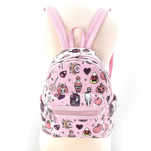 Halloween Collage Mini Backpack In Vinyl Pink | Halloween