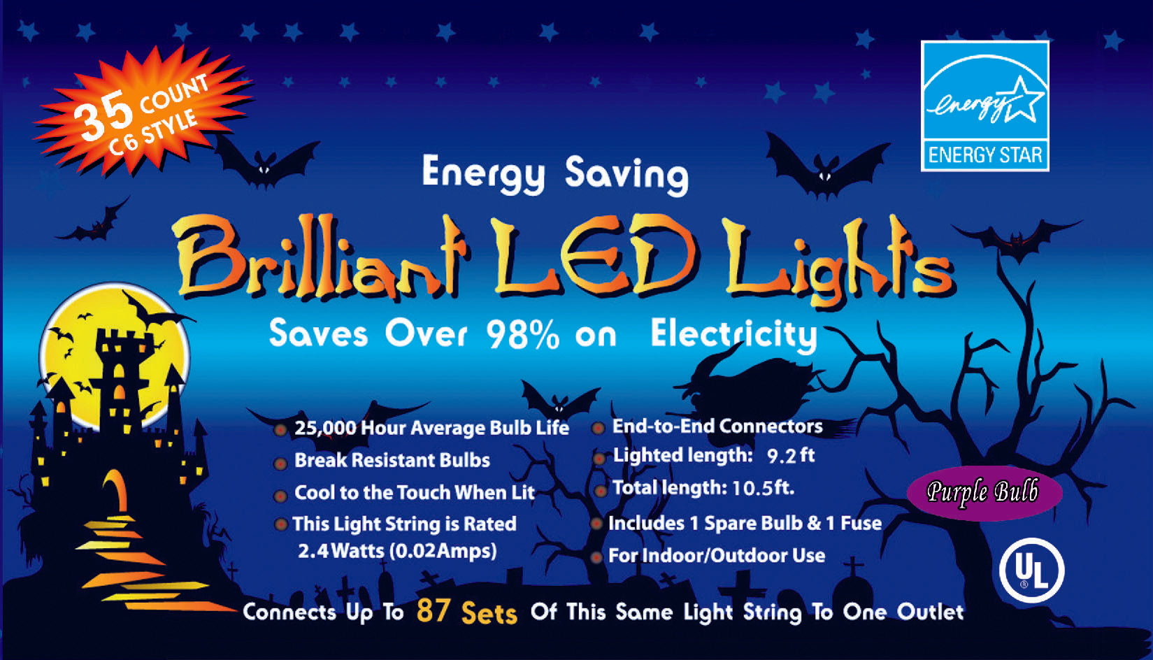 UL 35ct C6 LED String Lights | Halloween