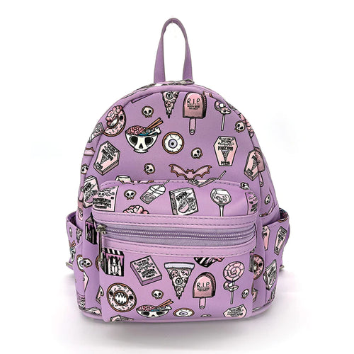 Halloween Collage Mini Backpack In Vinyl Purple | Halloween