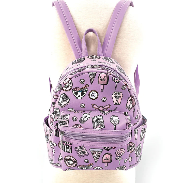 Halloween Collage Mini Backpack In Vinyl Purple | Halloween