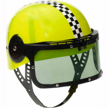 Plastic helmet with moveable visor