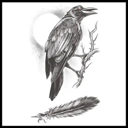 Goth Raven Temporary Tattoo | Tinsley Transfers (GTH-217)