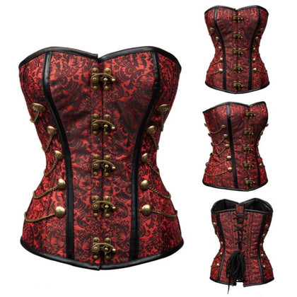 Buttons and Chains Corset | Red