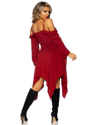 red peasant dress