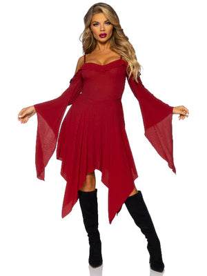 red peasant dress