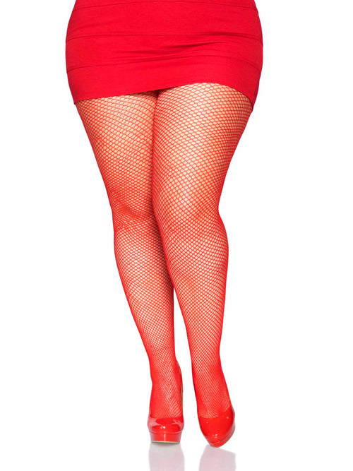 red plus size fishnets
