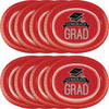 Red Grad Oval Paper Platters 8ct | Graduation