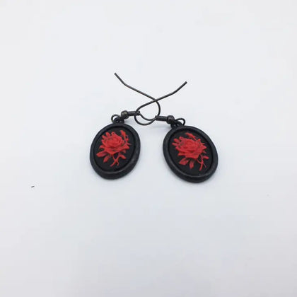 red rose cameo earrings