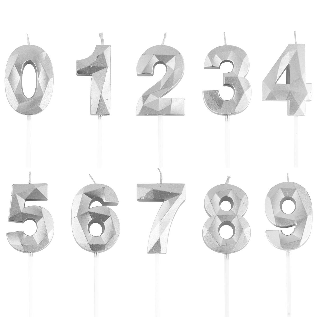 Silver Number Candles | Numbers