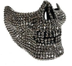 Silver Rhinestone Half Skull Mask