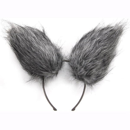 fluffy fuzzy grey wolf headband