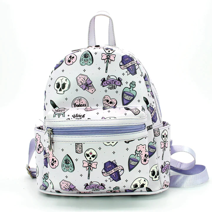 Spooky Girl Collage Mini Backpack In Vinyl Purple | Halloween