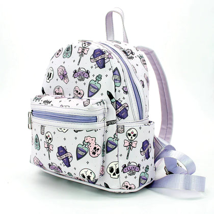 Spooky Girl Collage Mini Backpack In Vinyl Purple | Halloween