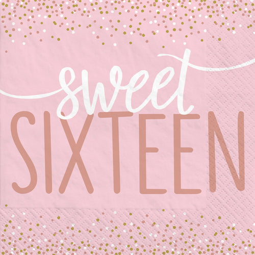 Blush Sweet Sixteen Birthday Luncheon Napkins 16ct  | Milestone Birthday