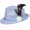 White and blue corded band alpine hat