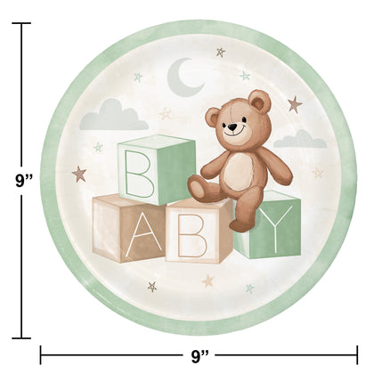 Teddy Bear 9in Paper Plates 8ct | Baby Shower