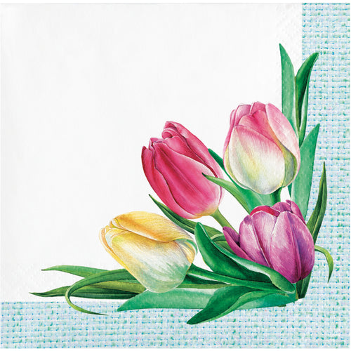 Tulip Wreath Beverage Napkins 16ct | Easter