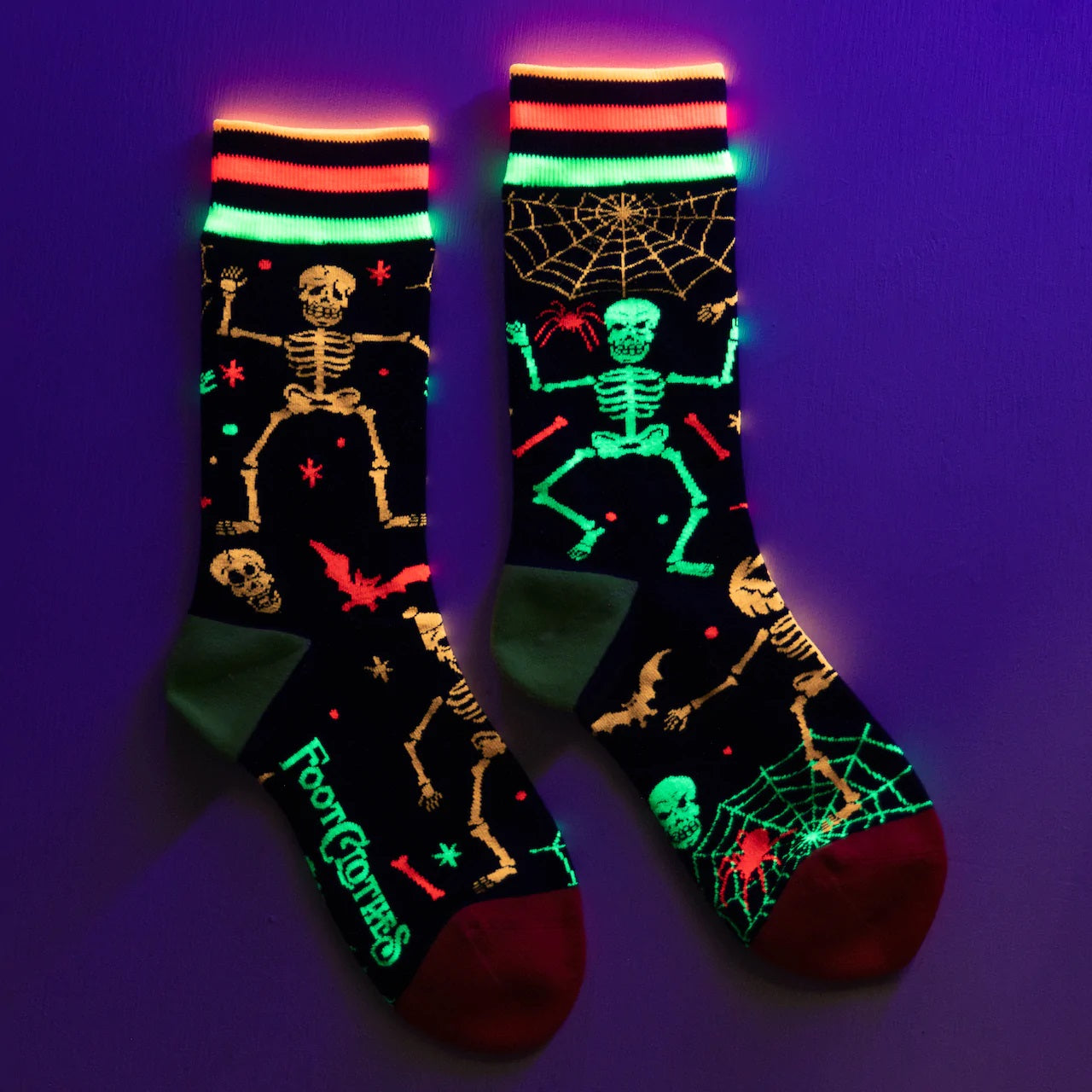 UV Reactive Rave Skeletons Socks | Foot Clothes