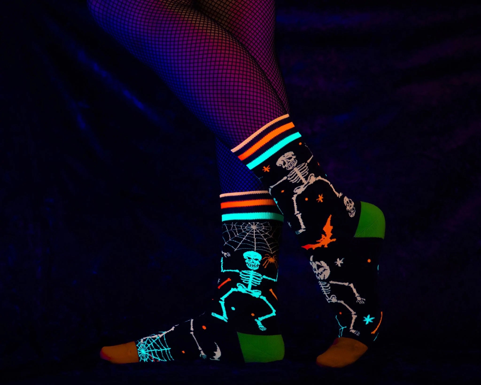 Rave Skeletons Crew Socks - UV Reactive | FootClothes