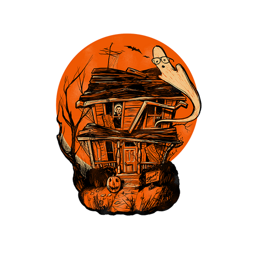spooky house ghost orange