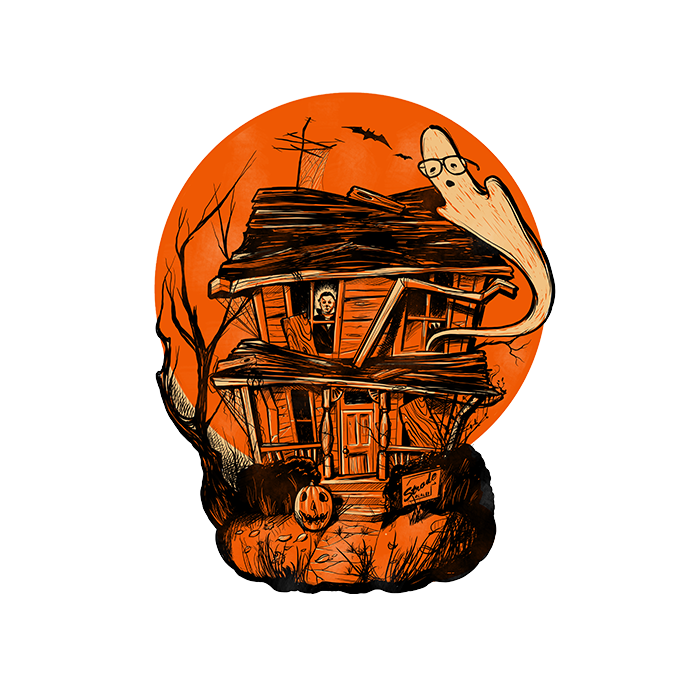 spooky house ghost orange