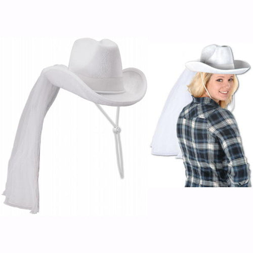 white cowboy veil married accessory