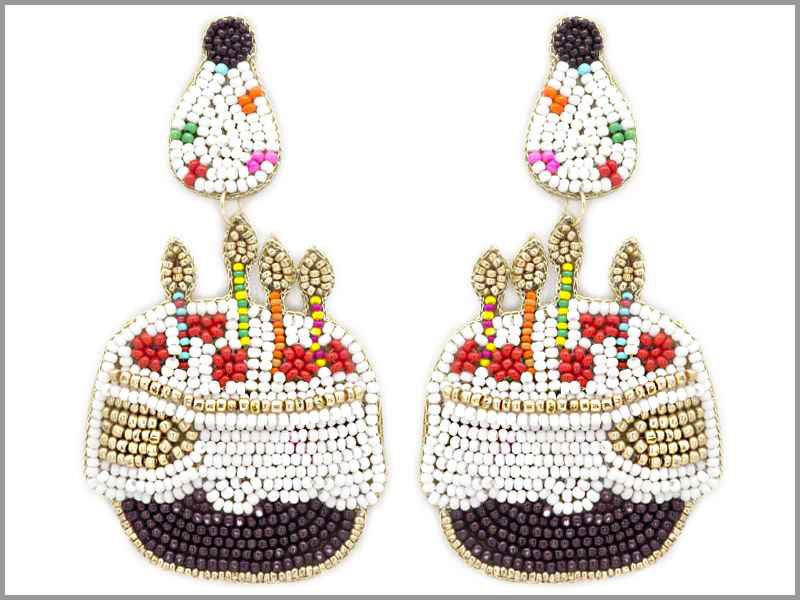 White Birthday Cake Earrings
