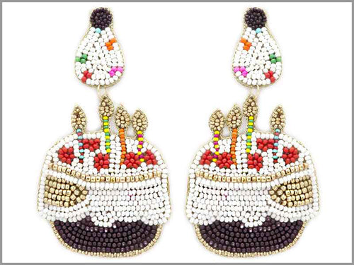 White Birthday Cake Earrings