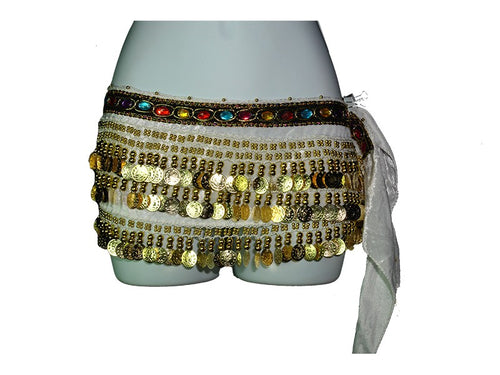 Jewel Coin Sash | White & Gold