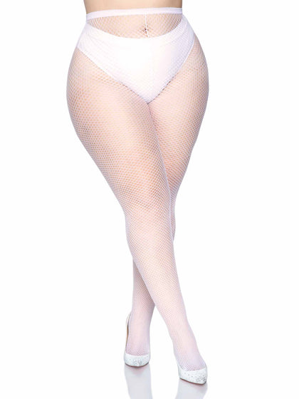 Plus Size White Fishnets