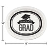 White Grad Oval Paper Platters 8ct | Graduation