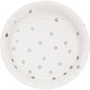 White and Silver Polka Dot 7in Plate 8ct | General Entertaining