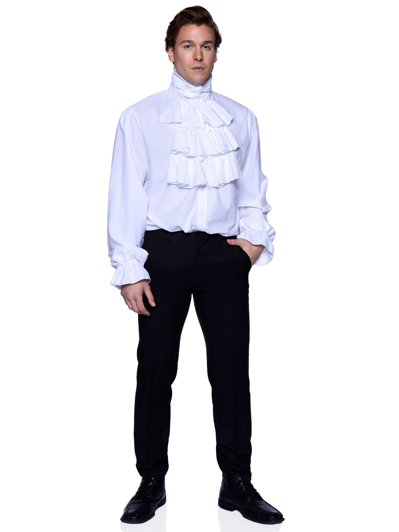 Men's White Ruffle Shirt