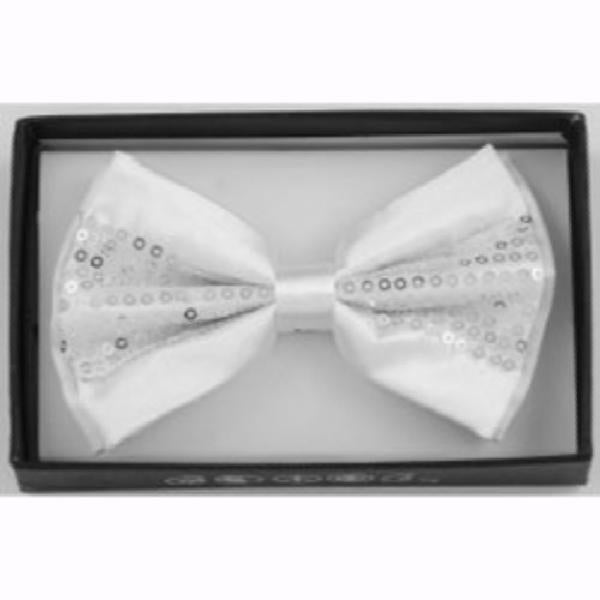 White with Sequins Bow Tie | Punk Fashion BOT-552