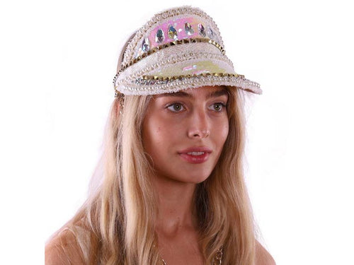 White Sequin Festival Visor
