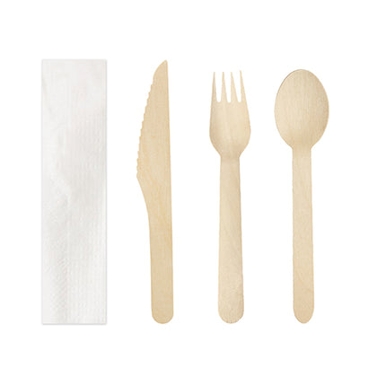 WOODEN CUTLERY PACKETS 50ct | Catering